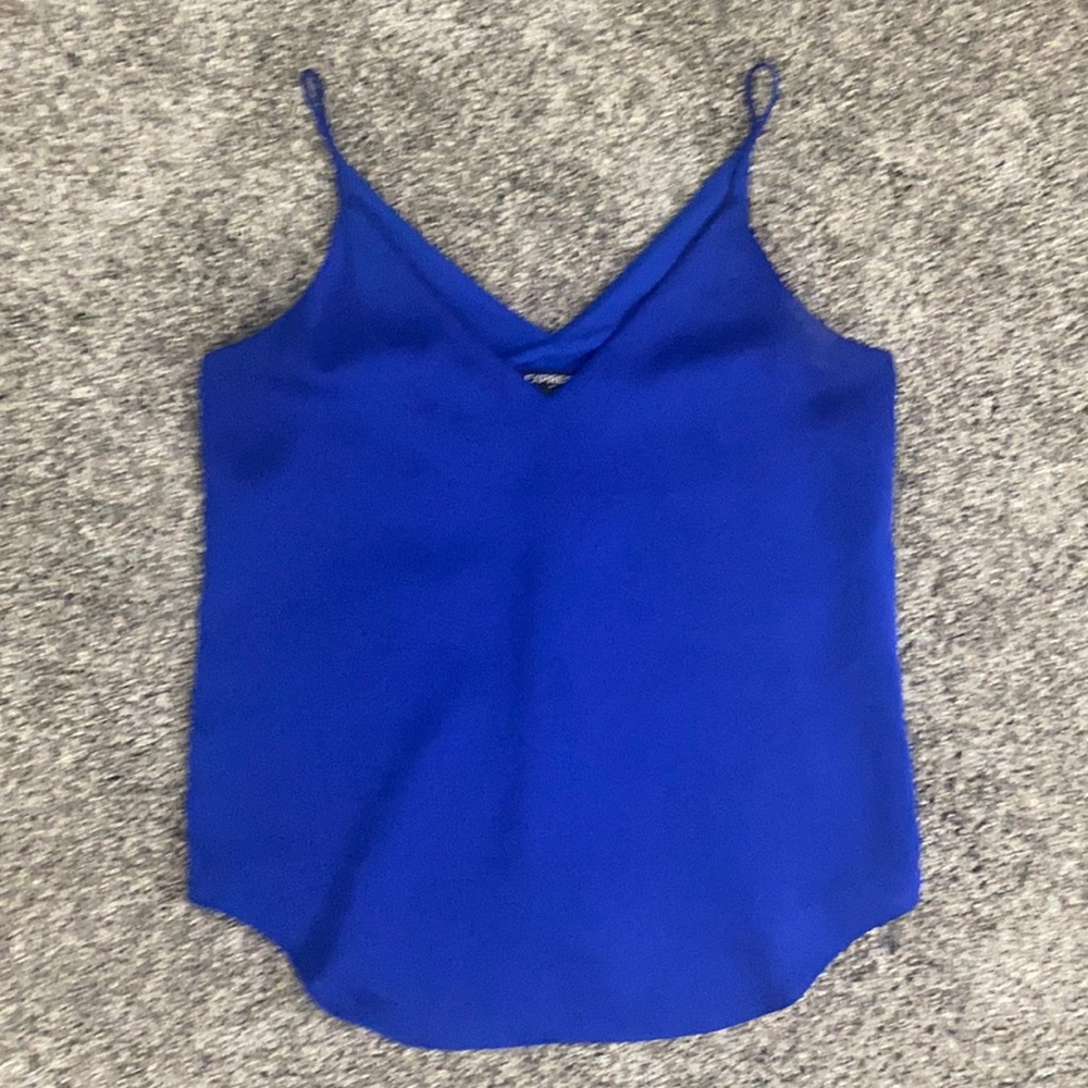 Express royal blue sleeveless blouse.